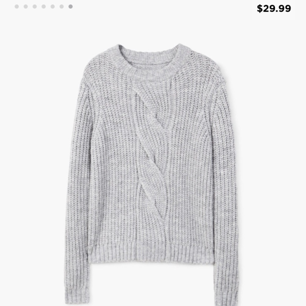 MANGO Cable-knit sweater- Gray- Small